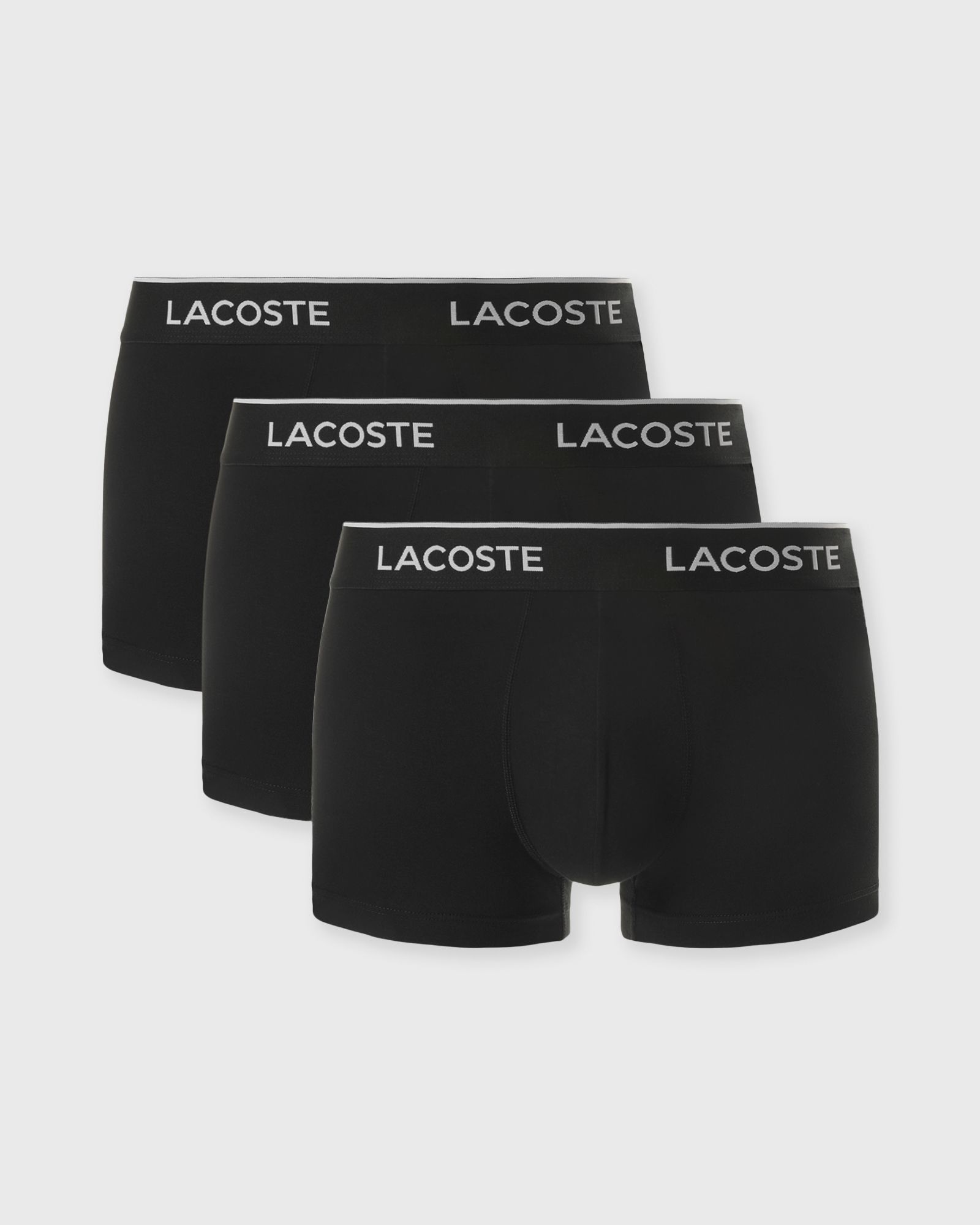 Lacoste 3-Pack Stretch Cotton Trunks, black