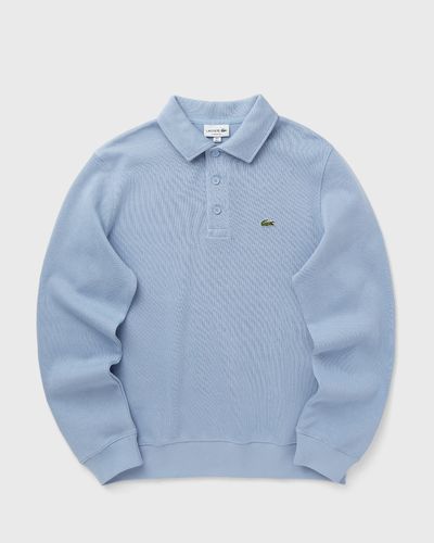Lacoste Ribbed Cotton Polo Collar Sweatshirt, blue