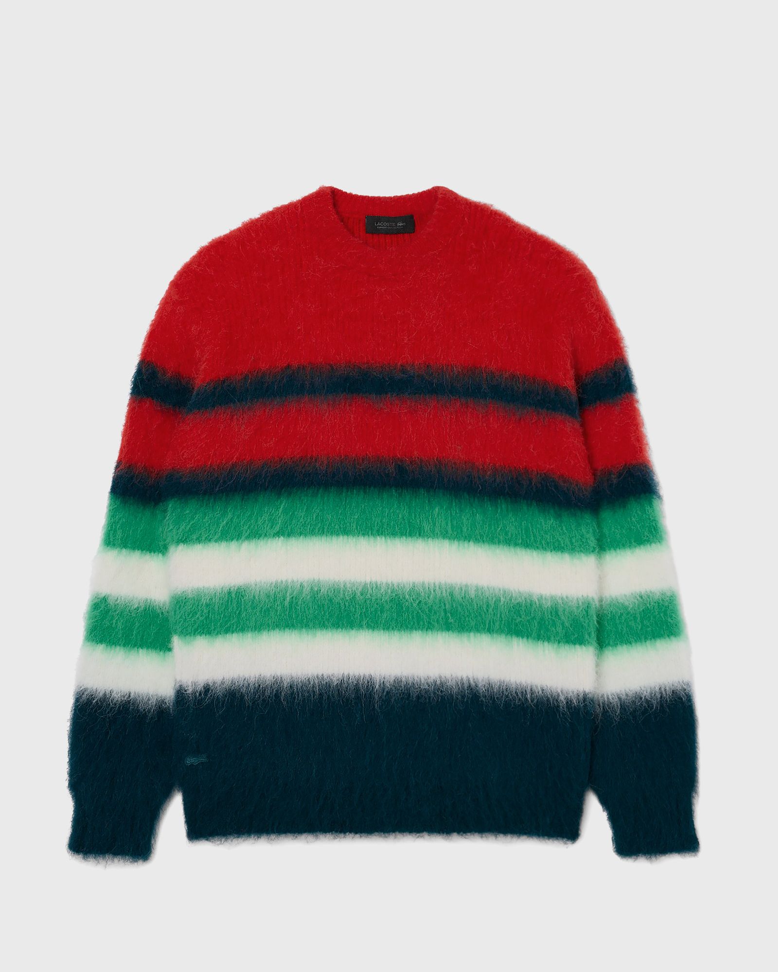 Lacoste Runway Striped Brushed Alpaca Blend Piqu Sweater - Man Knitwear Red L