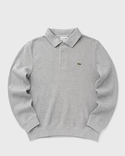 Lacoste Ribbed Cotton Polo Collar Sweatshirt, grey