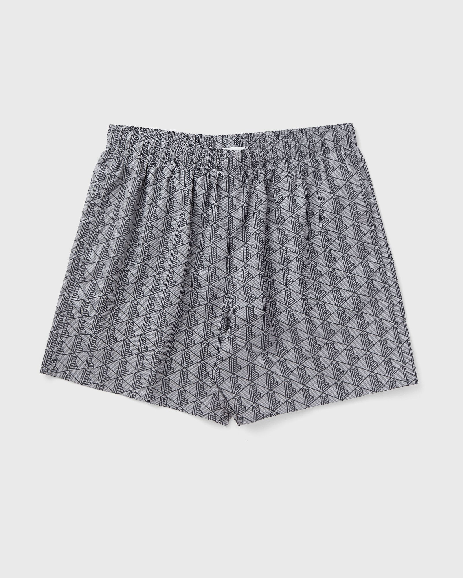 Lacoste Mid Length Monogram Print Swim Trunks grey male Swimwear now available at BSTN in size L