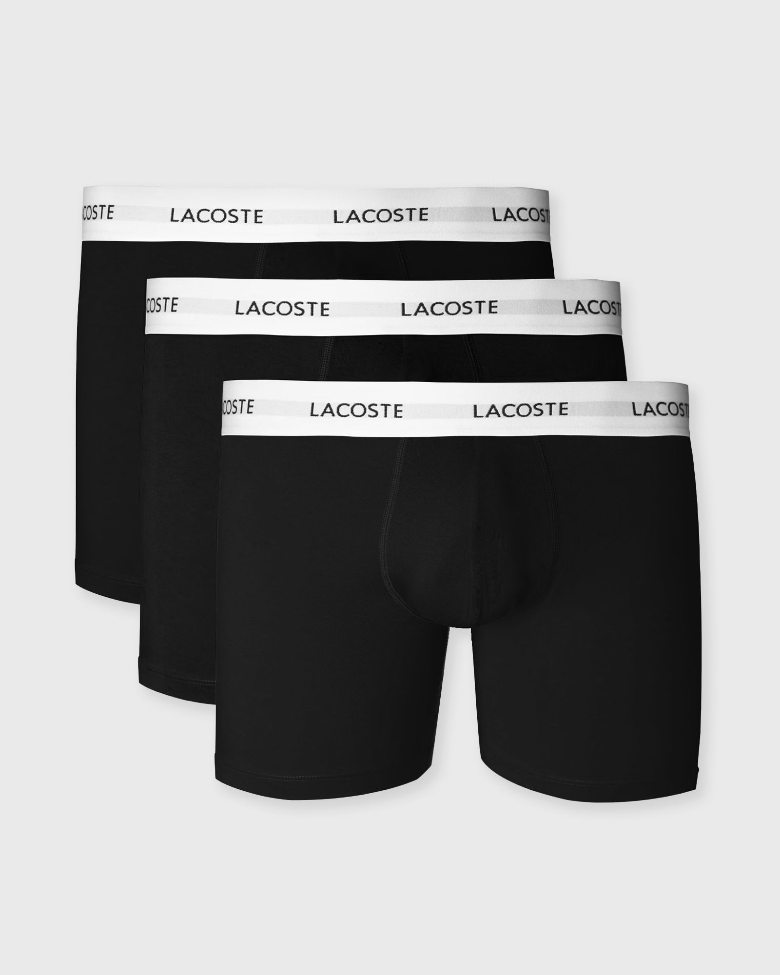 Lacoste 3-Pack Stretch Cotton Boxer Briefs, black