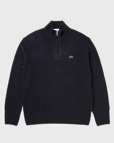 Lacoste Zipped High Neck Wool Sweater, blue