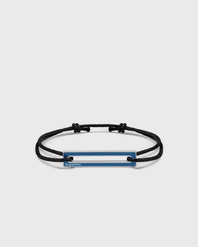 Le gramme 1.7g polished sterling silver blue lacquered cord bracelet, black|blue