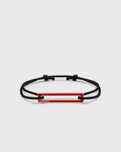 Le gramme 1.7g polished sterling silver red lacquered cord bracelet, black|red