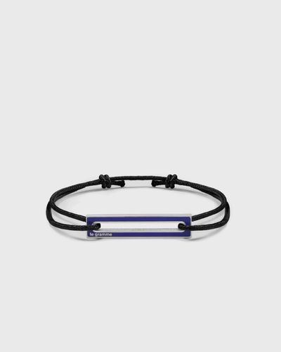 Le gramme 1.7g polished sterling silver royal blue lacquered cord bracelet, blue