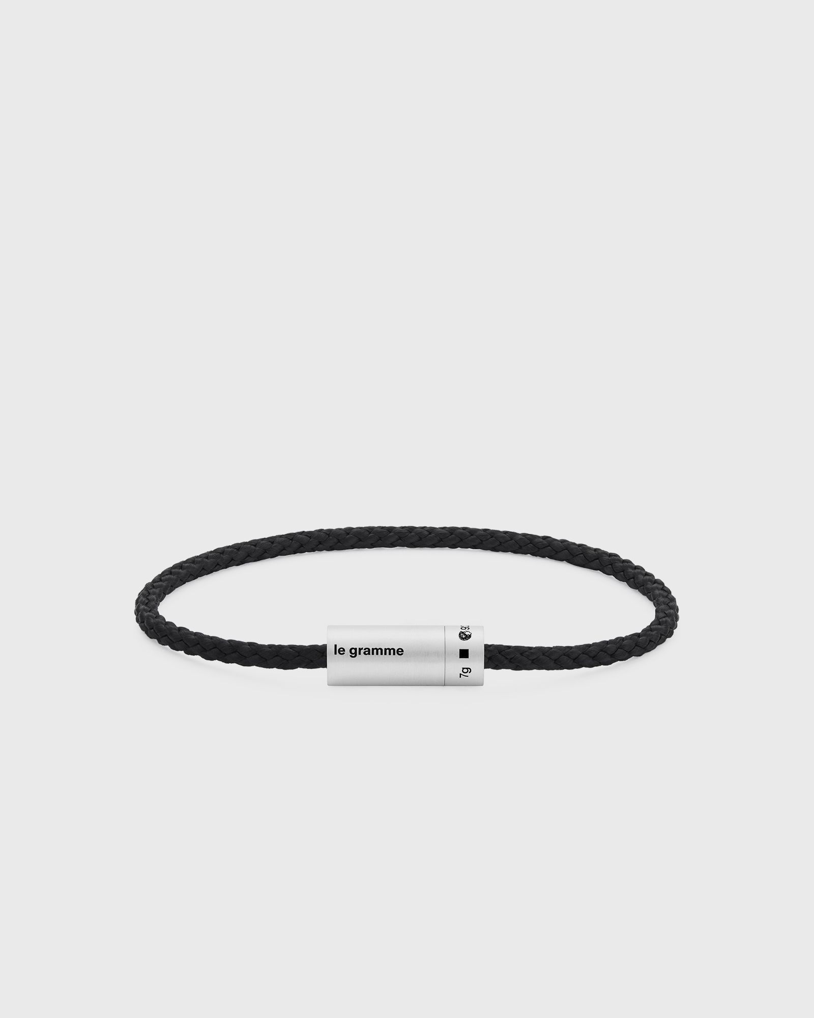 7G Brushed Sterling Silver Black Nato Cable Bracelet-image