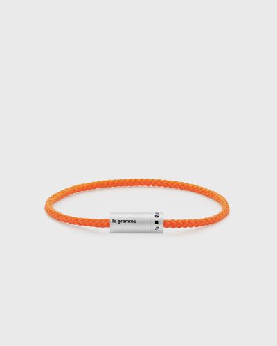 Le gramme 7g-brushed sterling silver-orange nato-cable-bracelet, orange