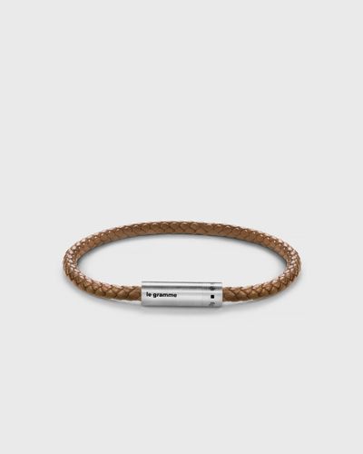 Le gramme 7g camel leather cable bracelet, brown