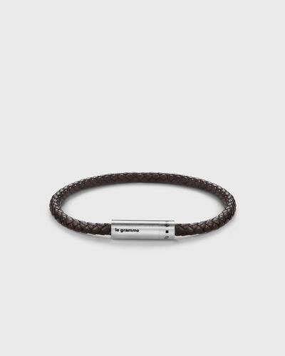 Le gramme 7g brown leather cable bracelet, brown