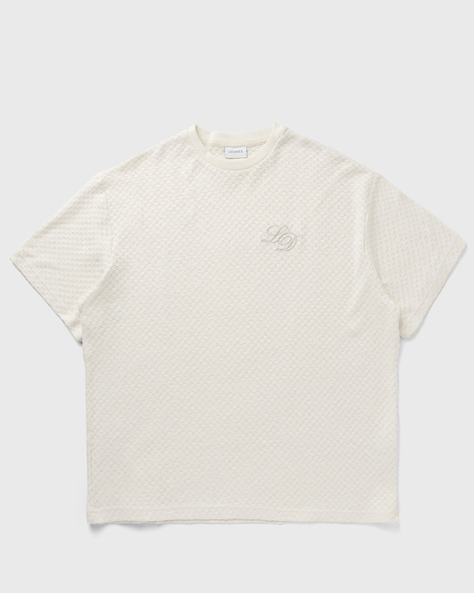 Les Deux Bruce Knitted Check T-shirt, beige
