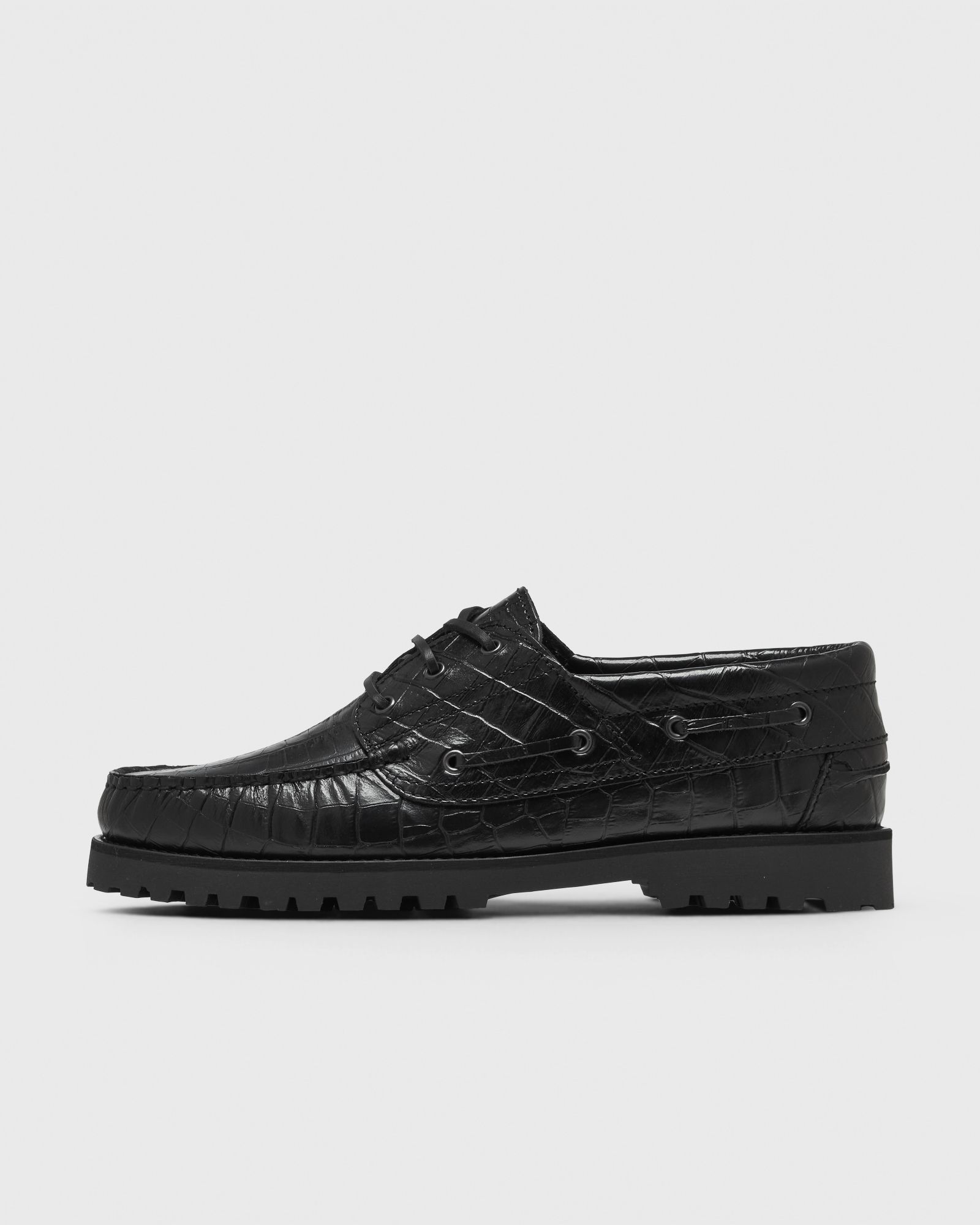 Les Deux Croco Boat Shoe, white