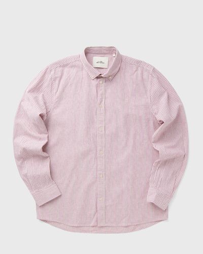 Les Deux Konrad Stripe Cotton Linen Shirt, pink