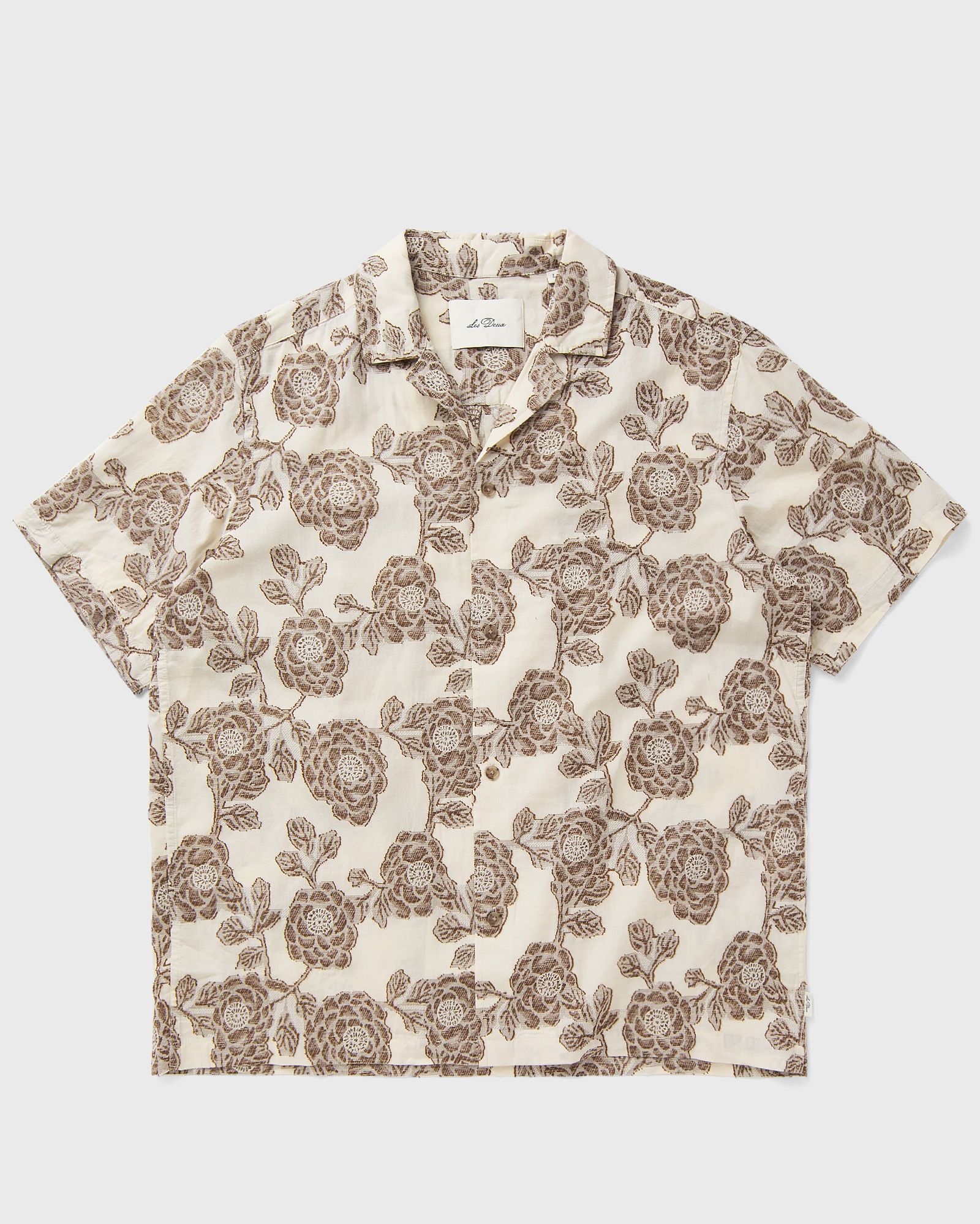 Les Deux Lesley Flower Jacquard SS Shirt, beige