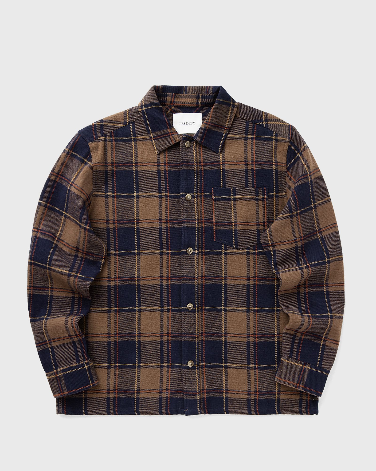 Les Deux Loan Check Twill Overshirt, brown