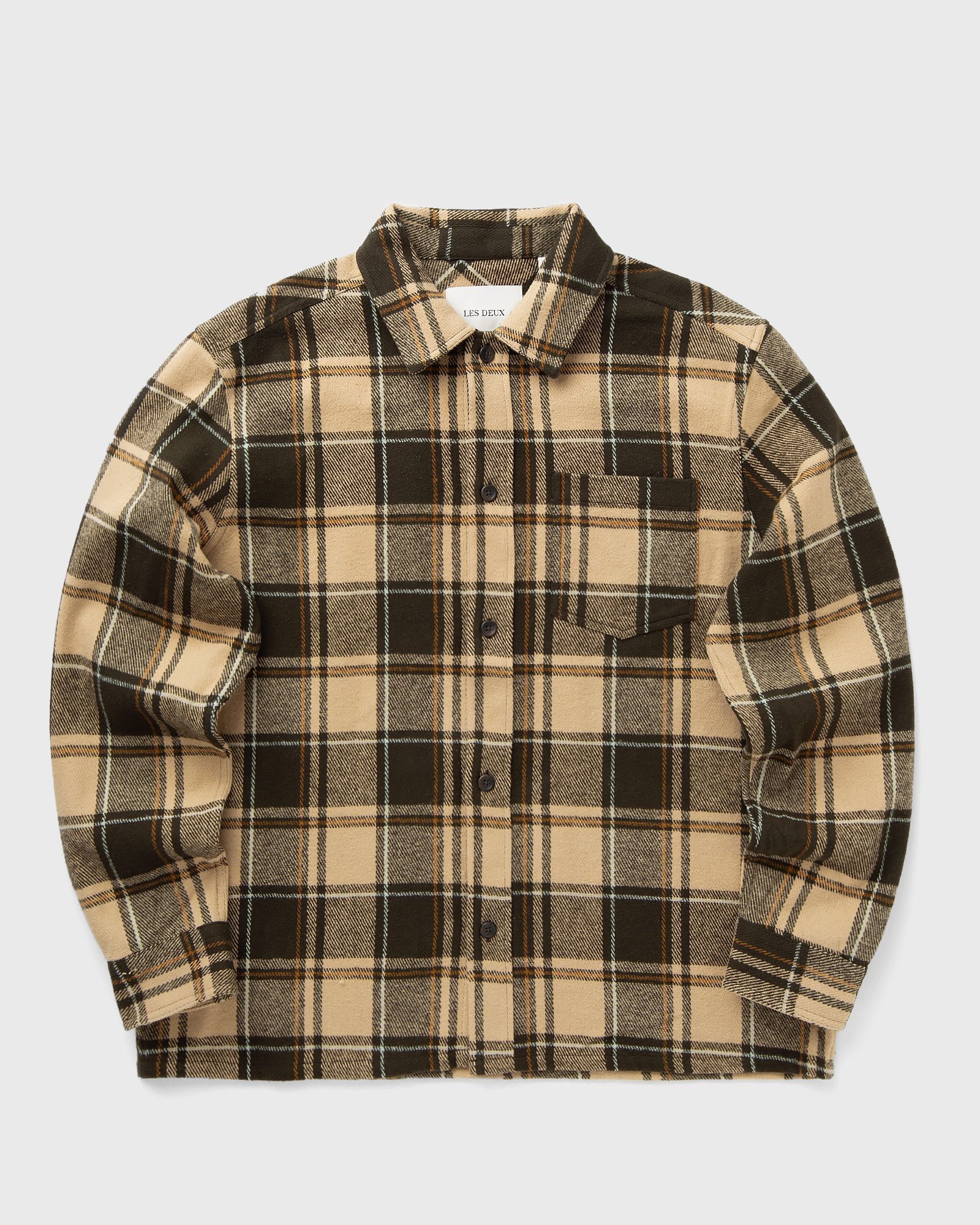 Les Deux Loan Check Twill Overshirt, beige