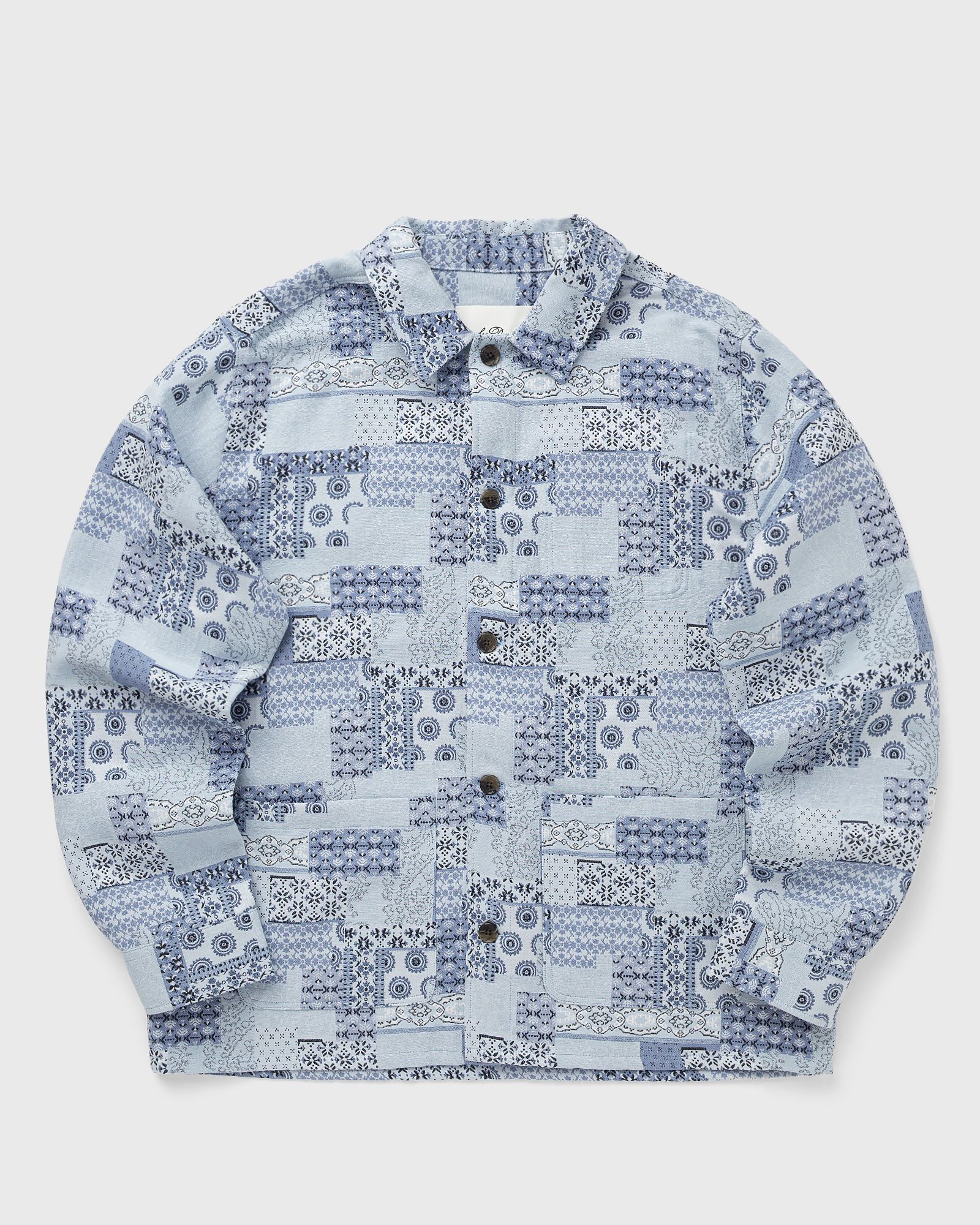 Les Deux Patchwork Jacquard Overshirt, blue