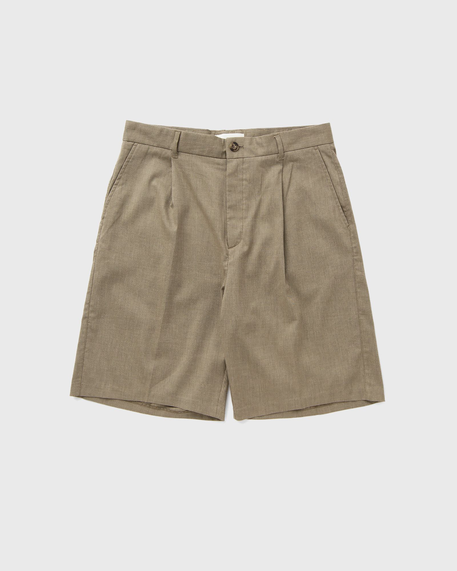 Les Deux Reece Pleated Slub Shorts, green