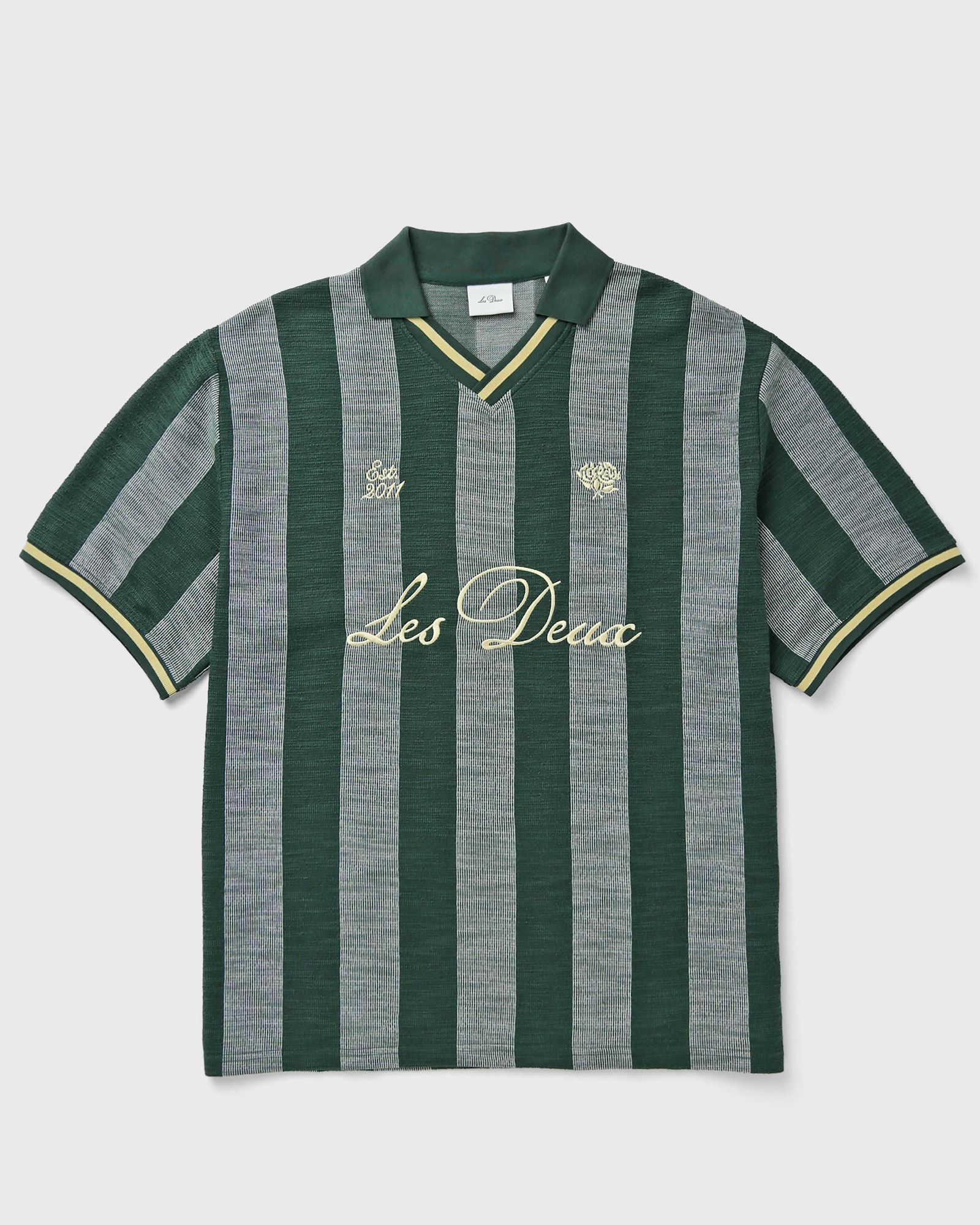 Les Deux Stripe Jacquard Football Jersey, green