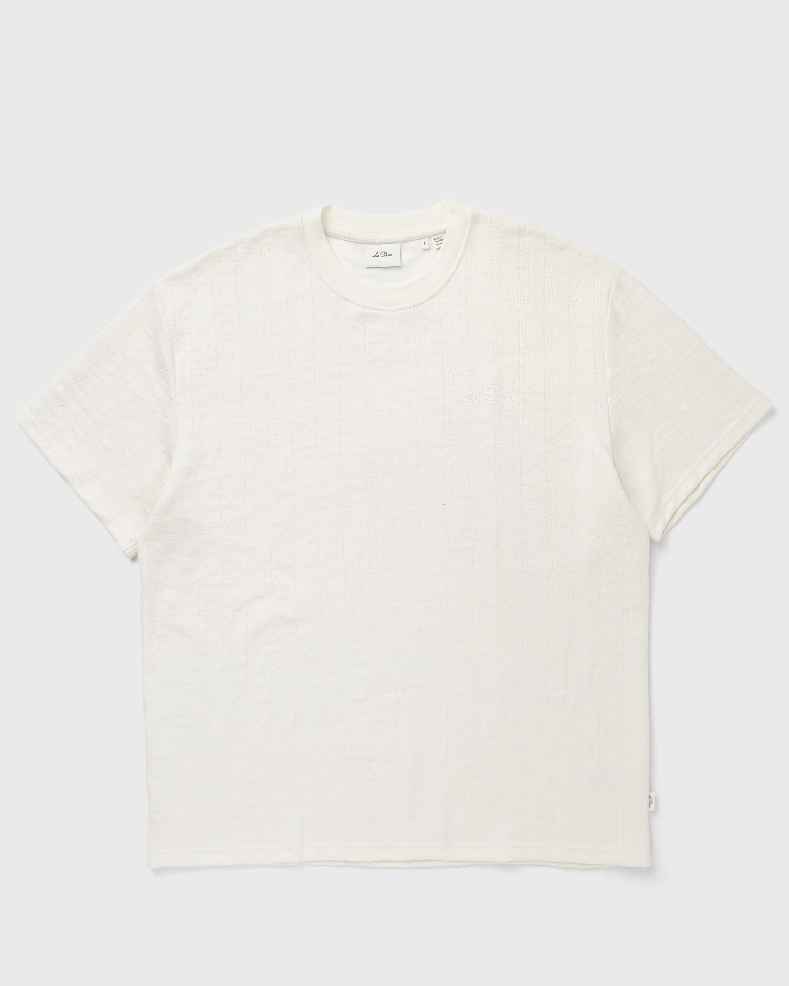 Les Deux Stripe Jacquard T-Shirt, white