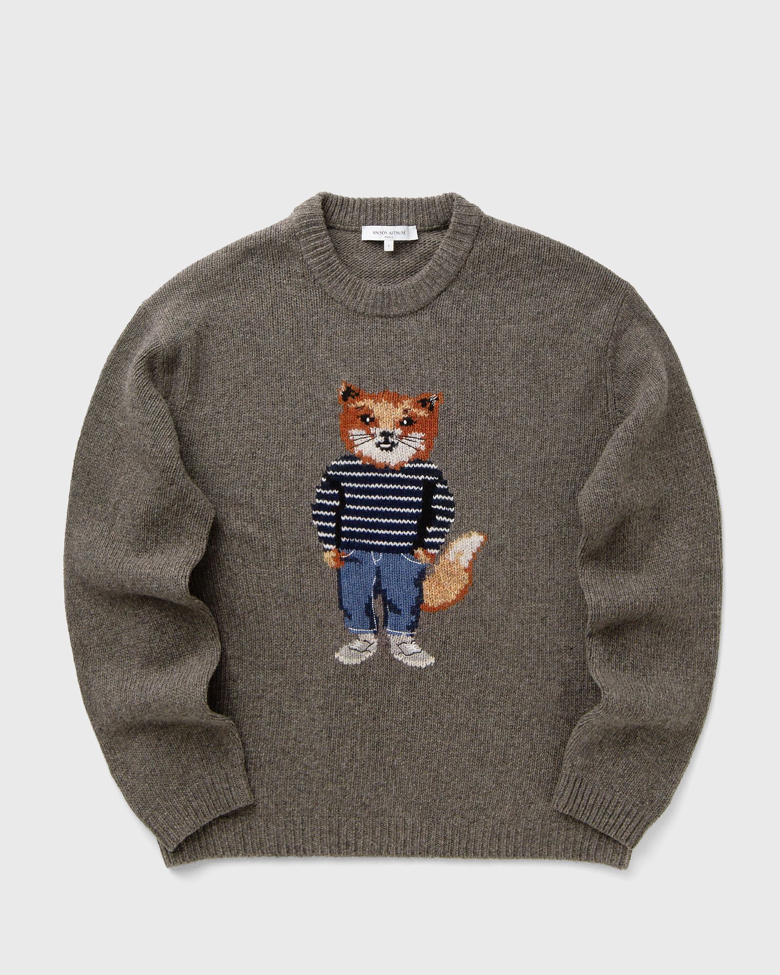 Maison Kitsune DRESSED FOX INTARSIA WOOL JUMPER, grey