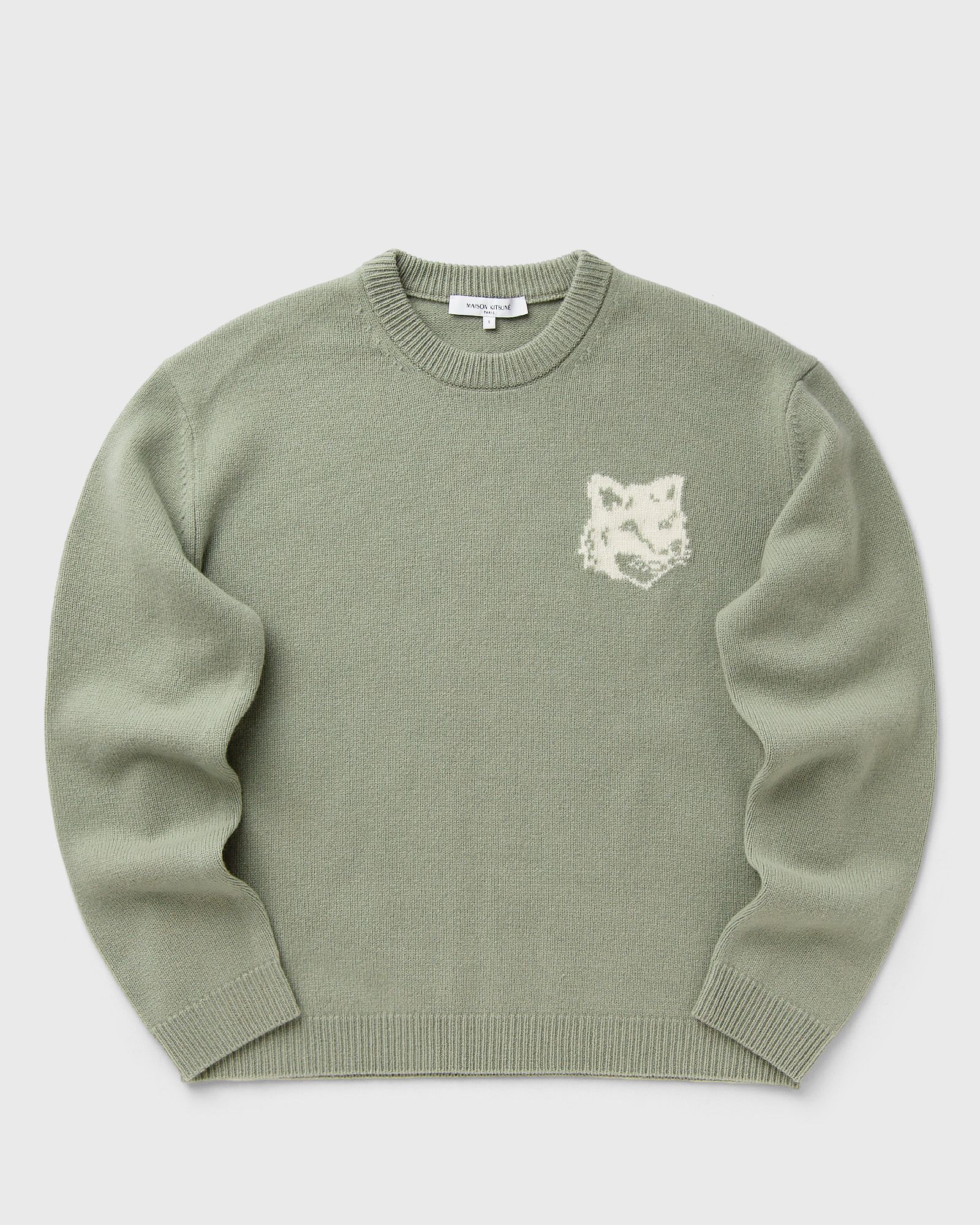 Maison Kitsune FOX HEAD INTARSIA MERINO JUMPER, green