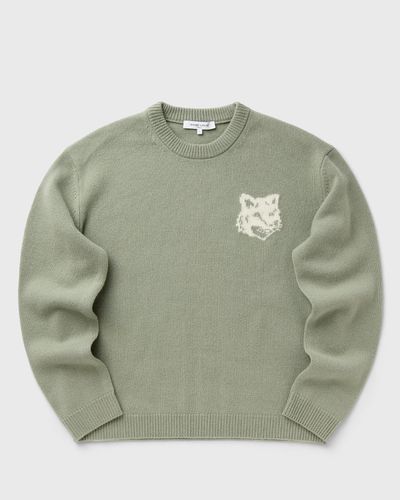 Maison Kitsune FOX HEAD INTARSIA MERINO JUMPER, green