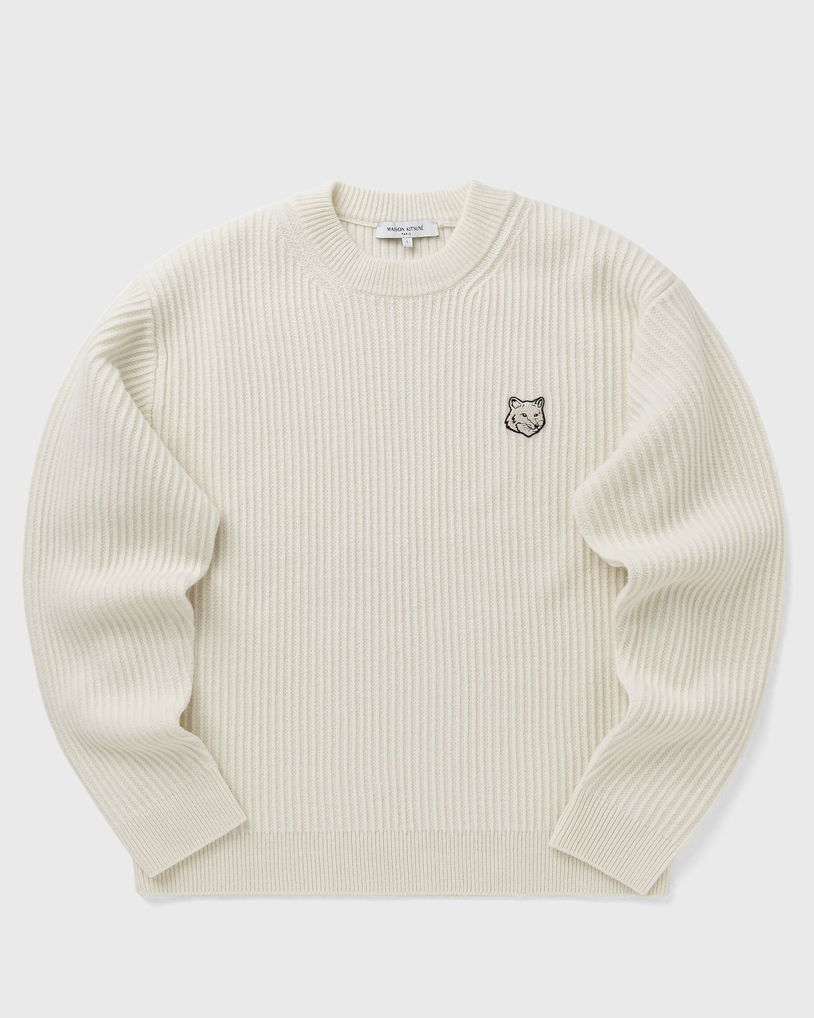 Maison Kitsune FOX HEAD WOOL RIBBED JUMPER, beige