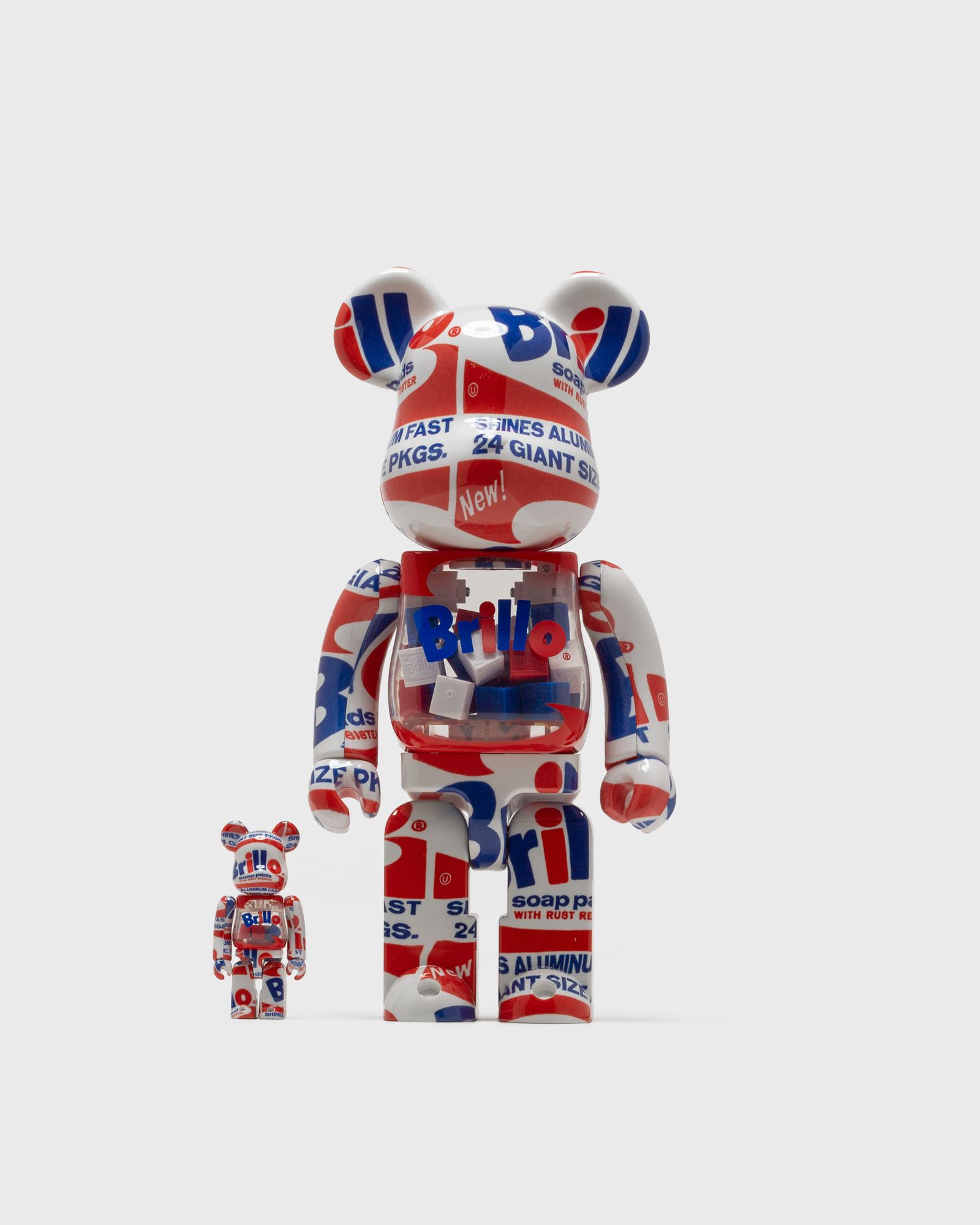 MEDICOM BEARBRICK 400% ANDY WARHOL BRILLO 2022 2-PACK, multi