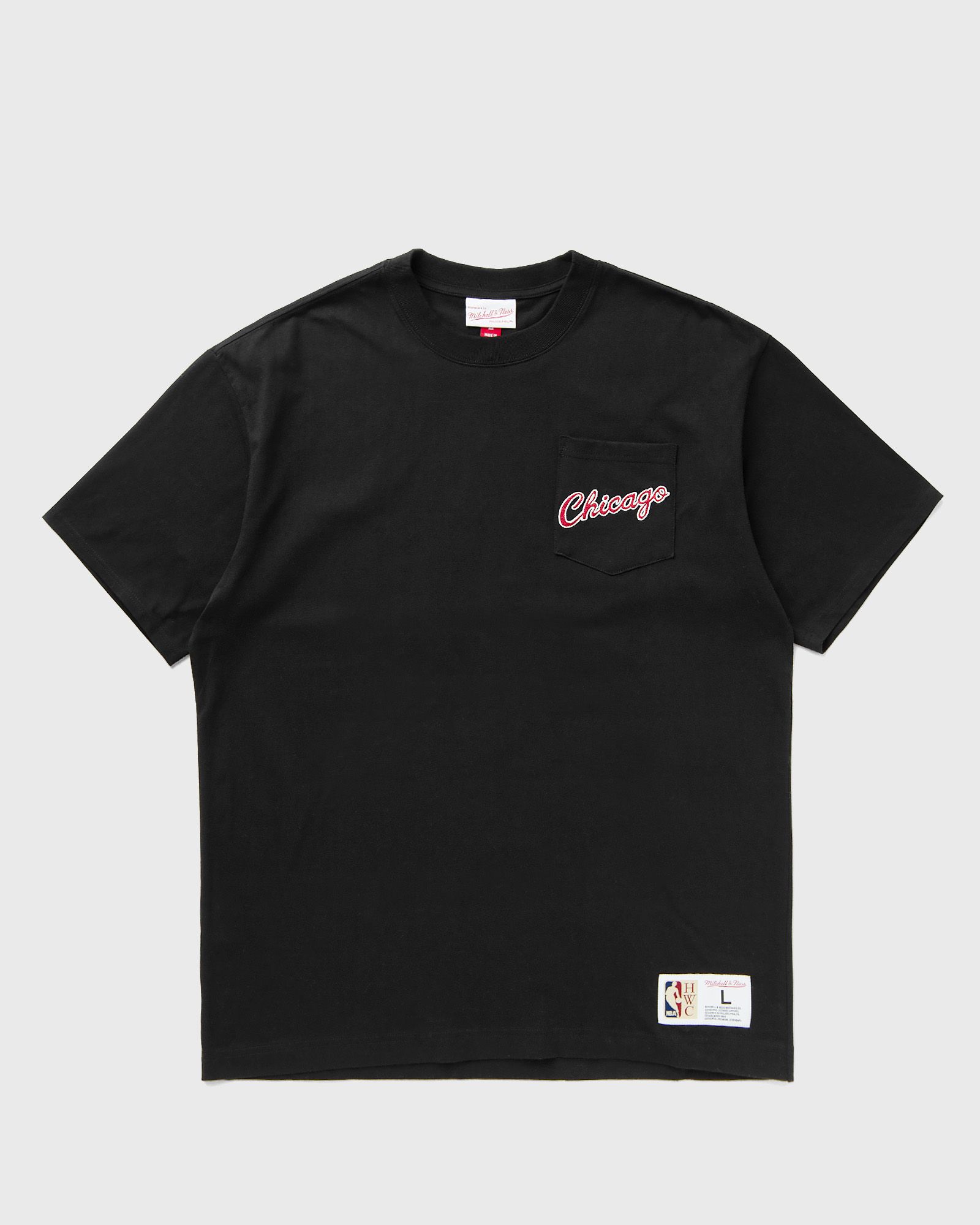 Mitchell & Ness NBA DOUBLE HIT SS POCKET TEE VINTAGE LOGO CHICAGO BULLS, black