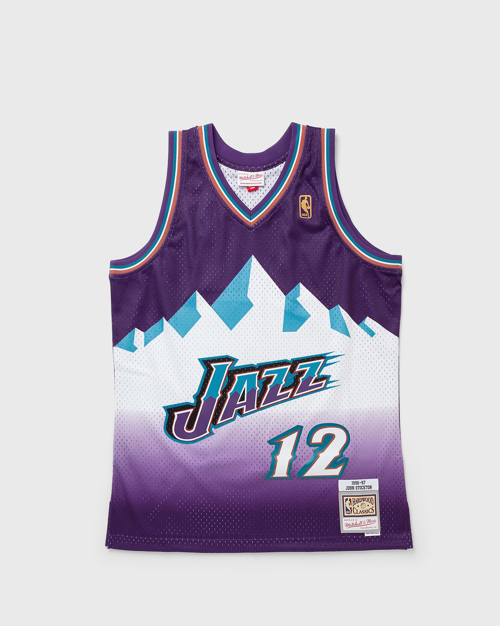 Mitchell & Ness NBA SWINGMAN JERSEY UTAH JAZZ ROAD 1996-97 JOHN STOCKTON #12, purple