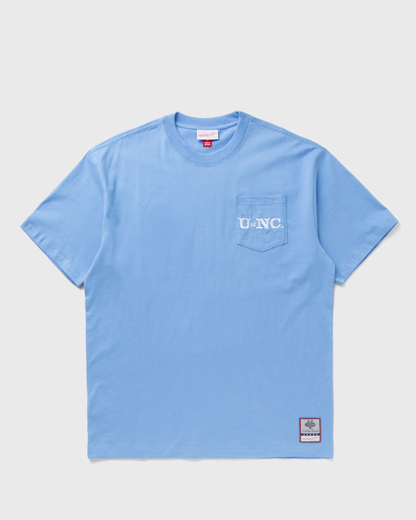 Mitchell & Ness NCAA DOUBLE HIT SS POCKET TEE VINTAGE LOGO NORTH CAROLINA, blue