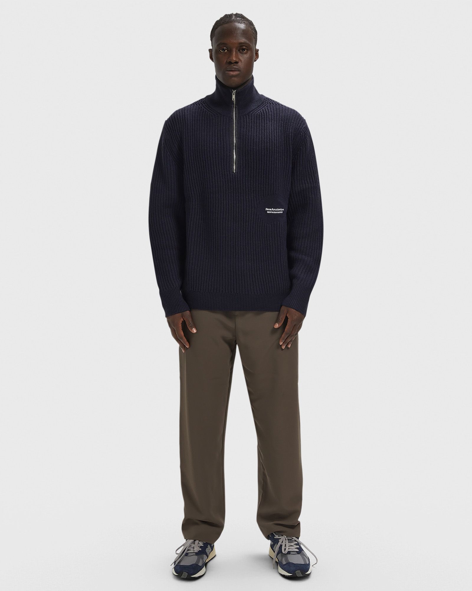New Amsterdam KNITTED HALF ZIP Black | BSTN Store