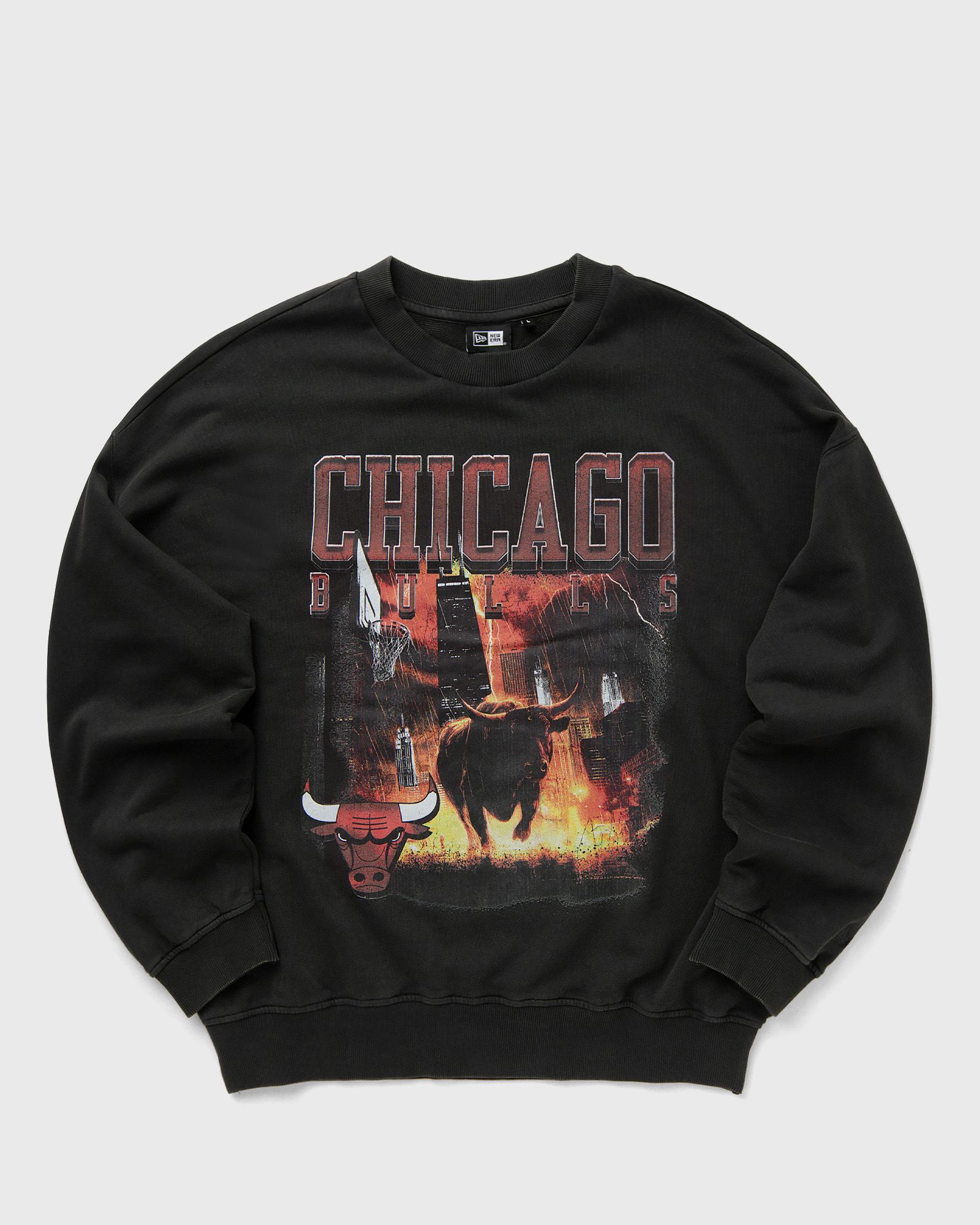 new era NBA WASHED GRPHC OS CREW HOODIE CHICAGO BULLS, grey