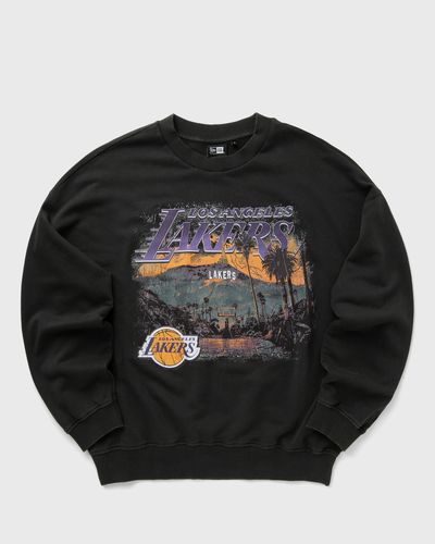 new era NBA WASHED GRPHC OS CREW HOODIE LOS ANGELES LAKERS, grey