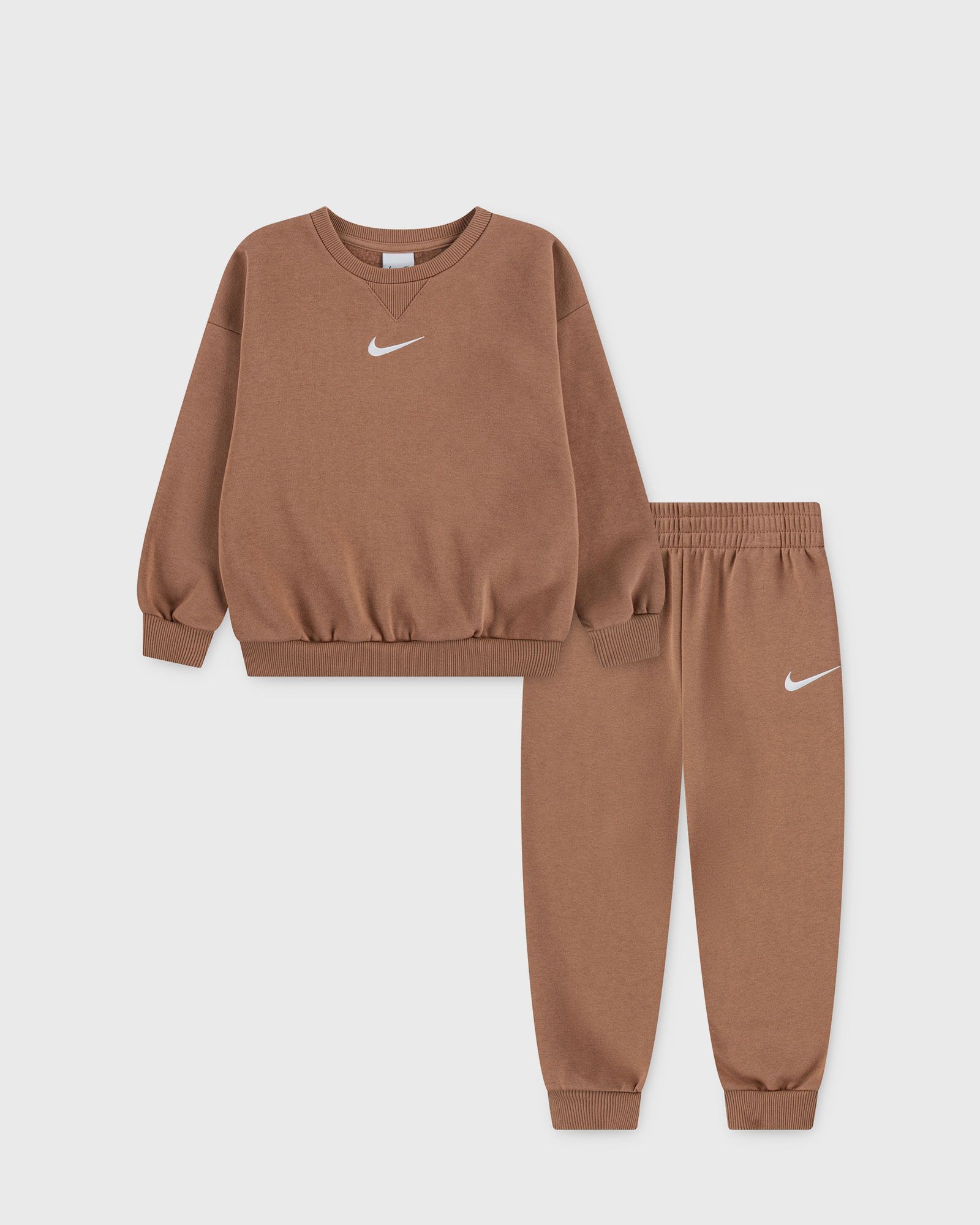 Nike ESSENTIAL FLEECE CREW SET, brown