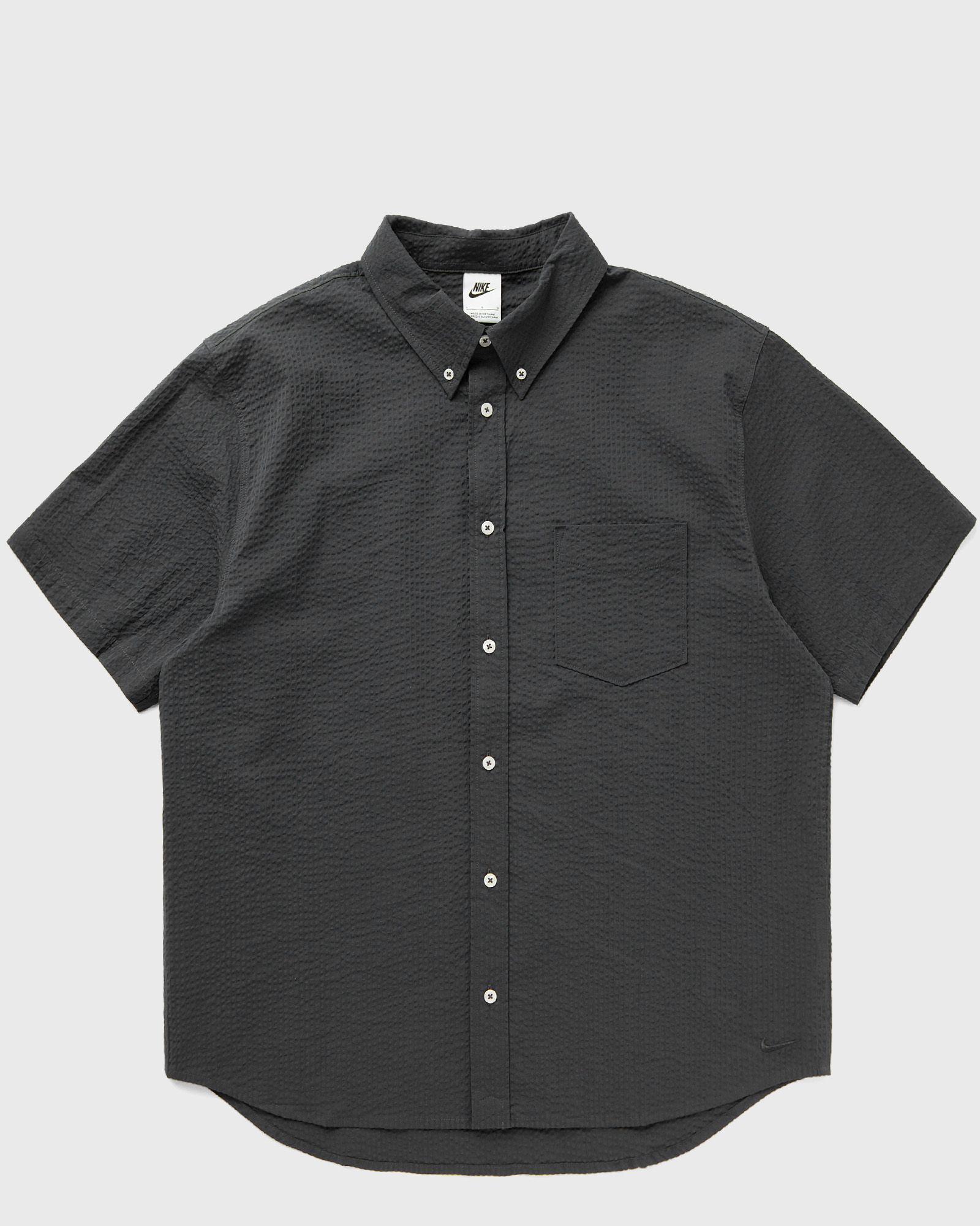 Nike Life Short-Sleeve Seersucker Button-Down Shirt, grey