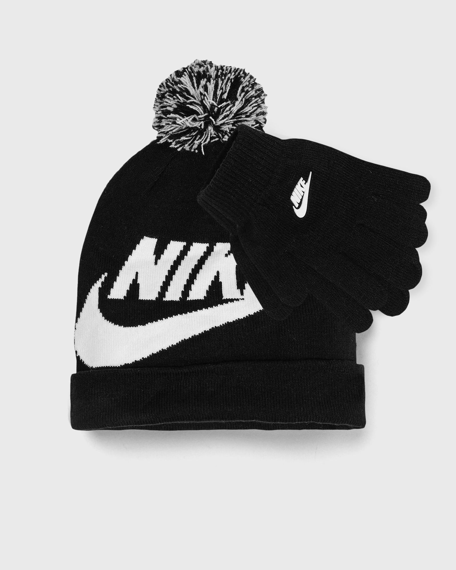 Nike NAN SWOOSH POM BEANIE GLOVE SET, black