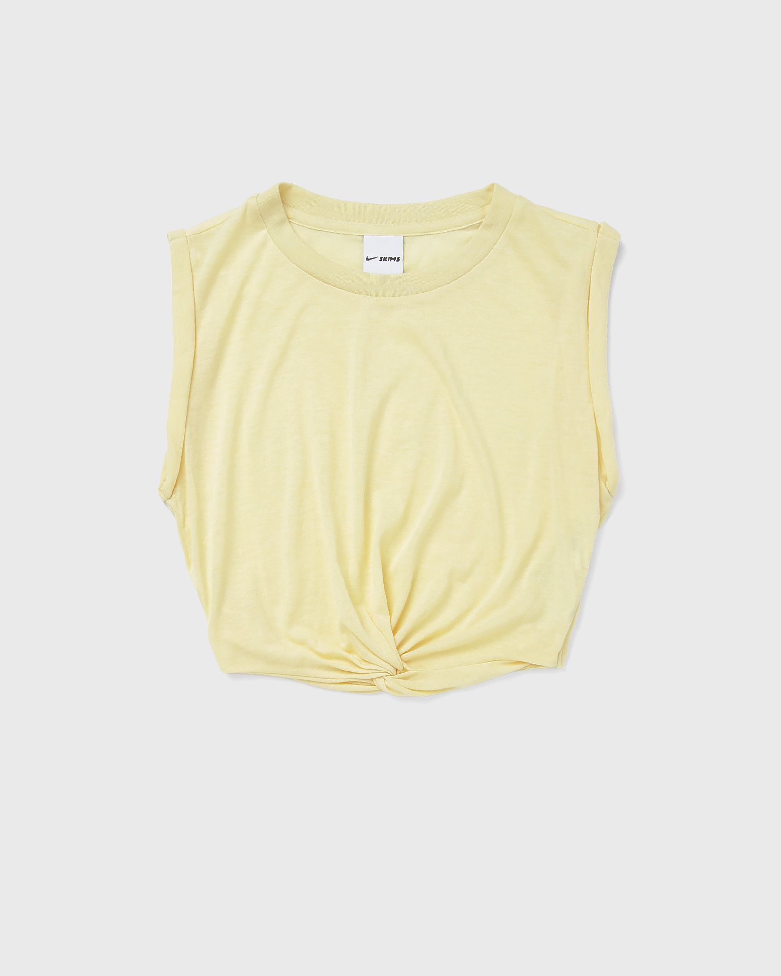 Nike Women's SKIMS Performance Cotton Blend Cropped Twist Tank Top in Yellow | IV6645-746