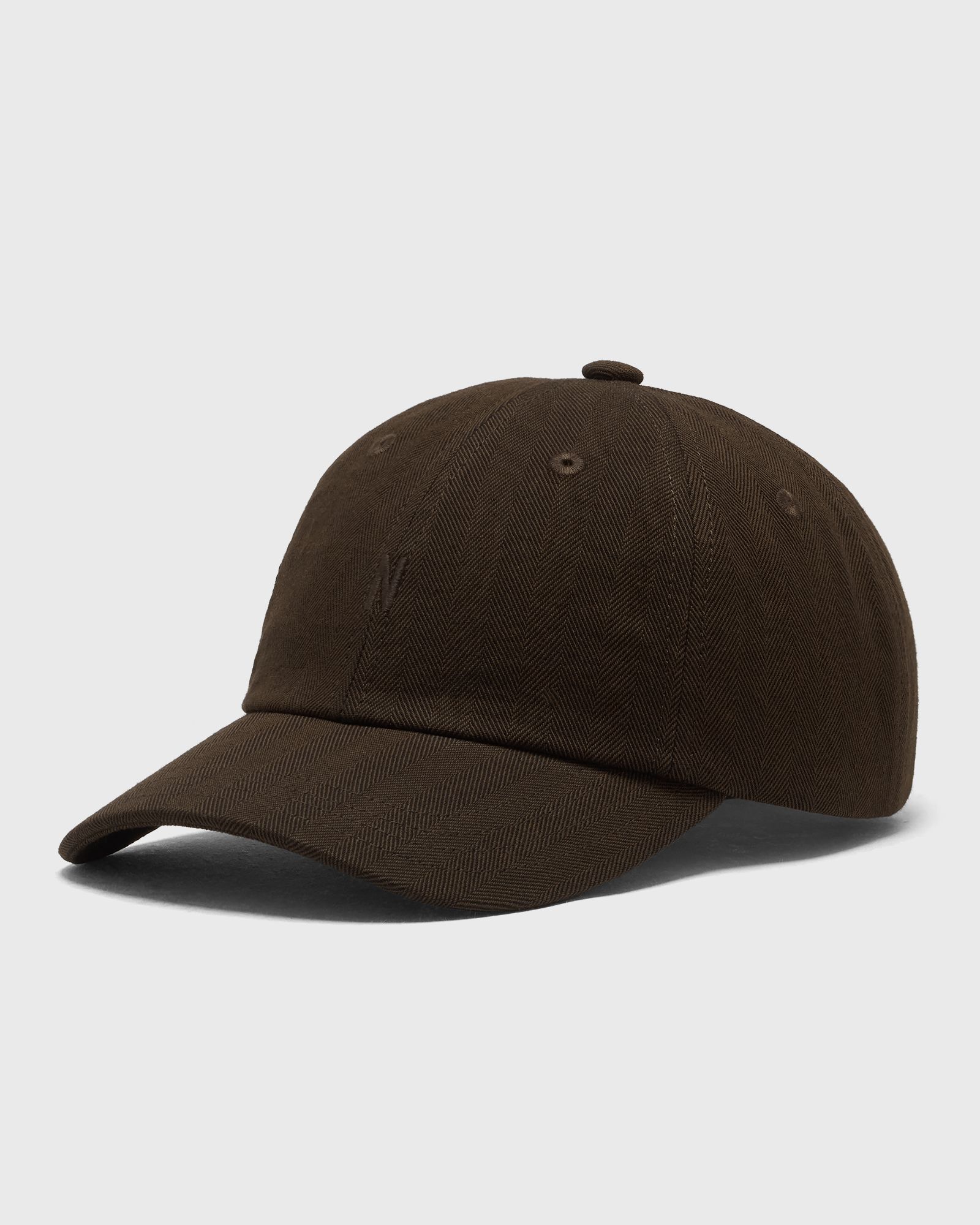 Norse Projects Cotton Wool Herringbone Twill 6-Panel Cap, brown