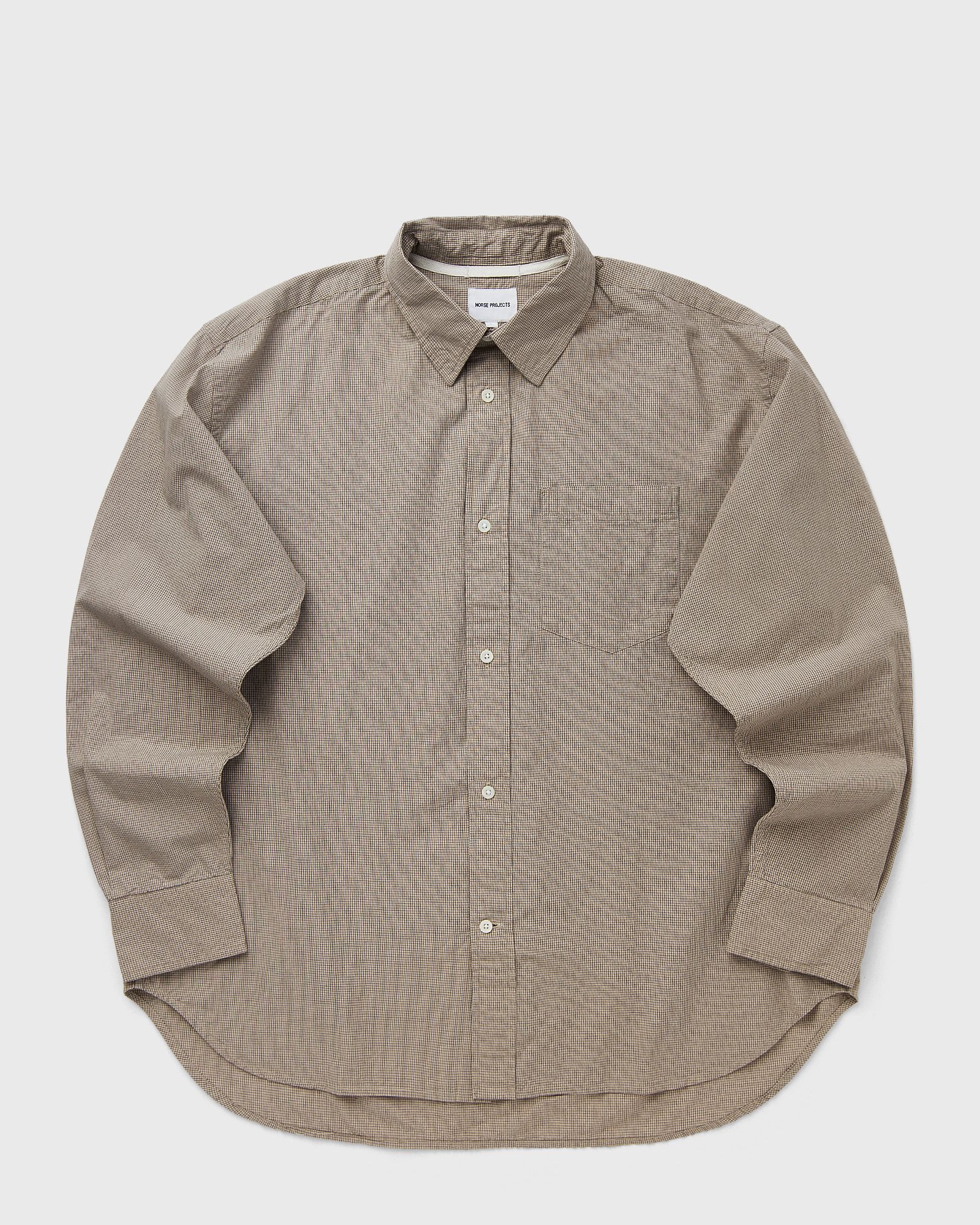 Norse Projects Espevik Oversize Micro Poplin Check Shirt, beige