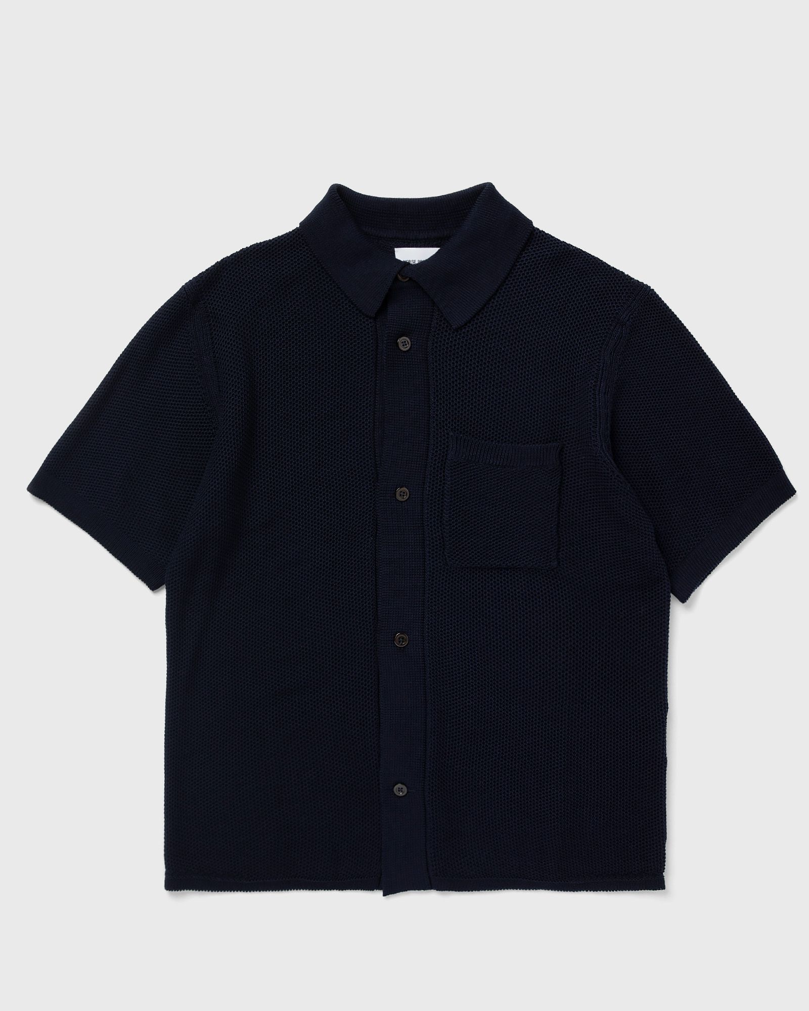 Norse Projects Fredensborg Mercerised Cotton Knitted Shirt, blue
