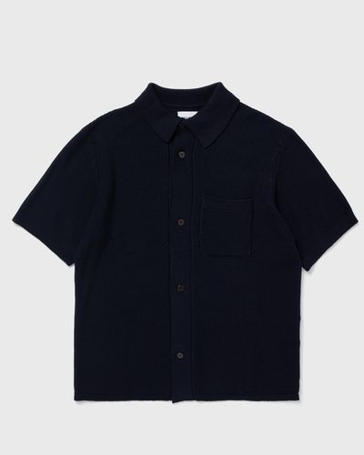 Norse Projects Fredensborg Mercerised Cotton Knitted Shirt, blue
