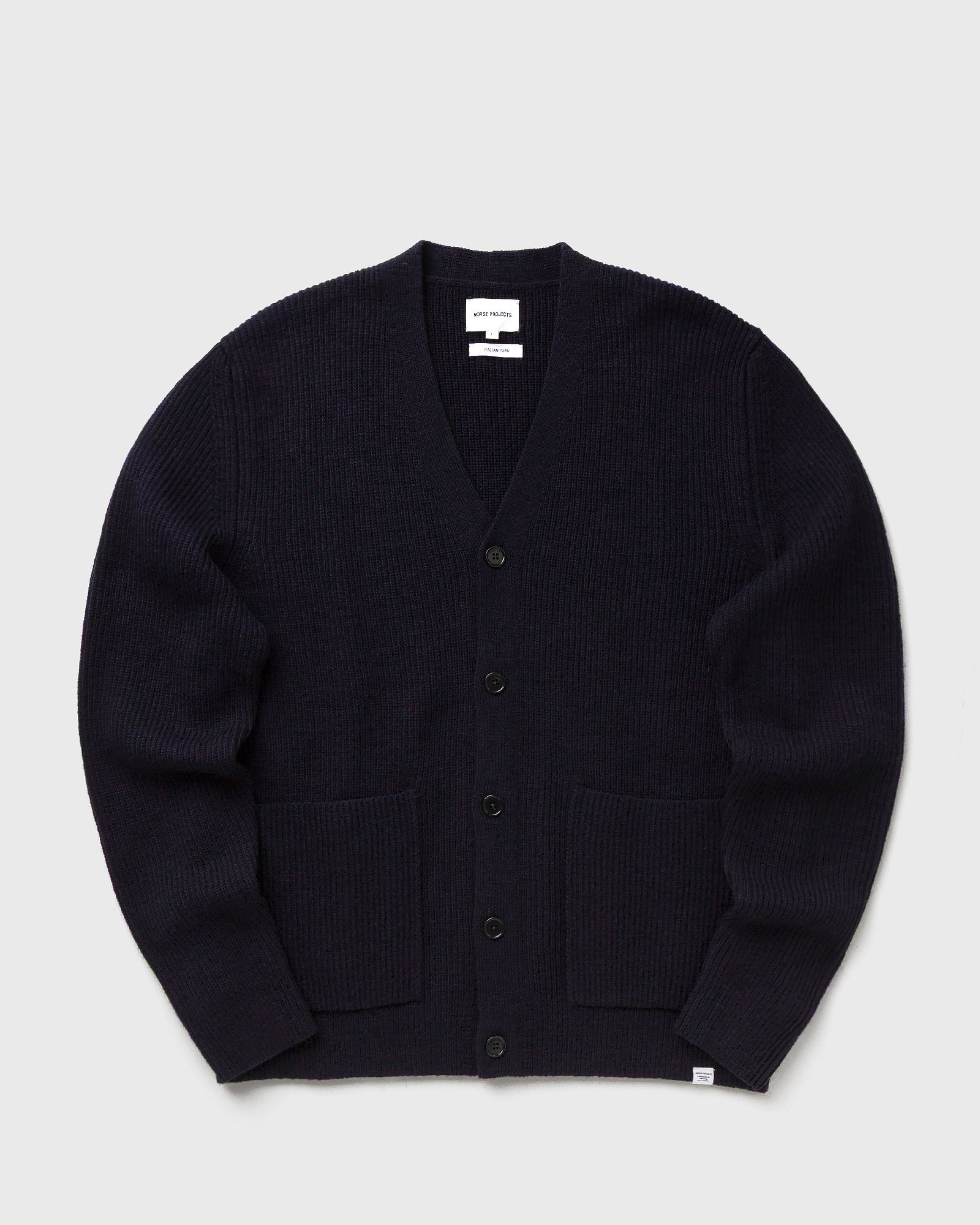 Norse Projects Loki Wool Cotton Rib Cardigan, blue