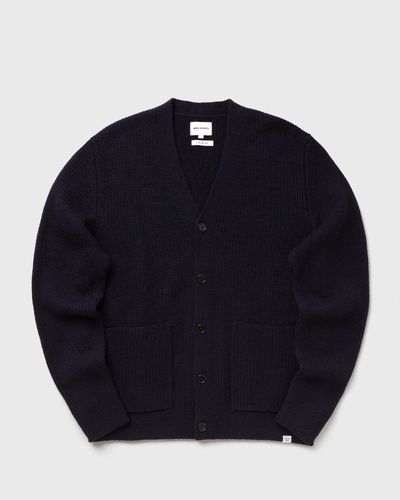 Norse Projects Loki Wool Cotton Rib Cardigan, blue