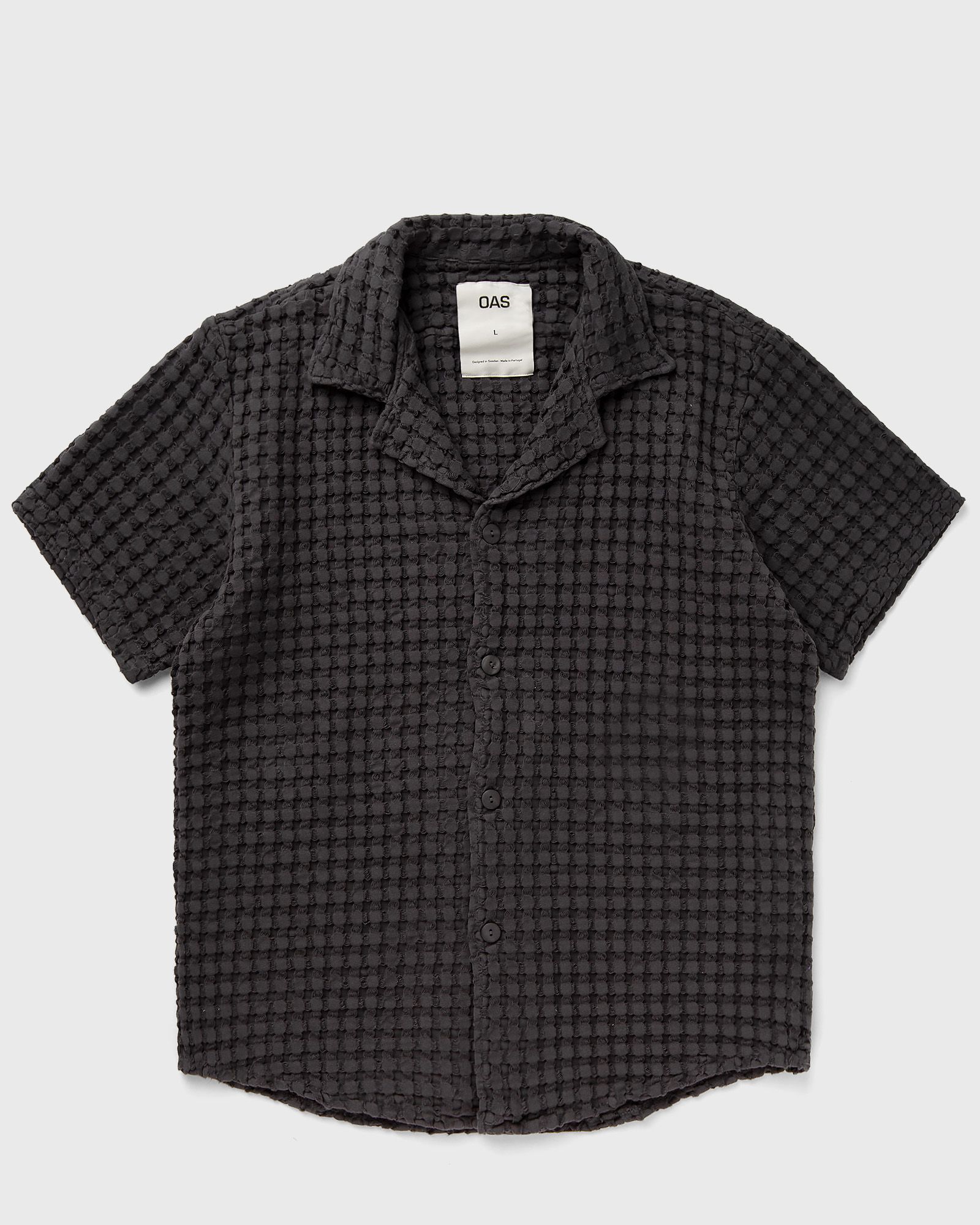 OAS Nearly Black Cuba Waffle Shirt, black