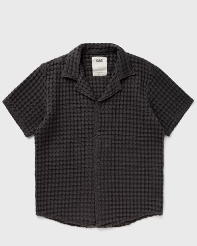 OAS Nearly Black Cuba Waffle Shirt, black