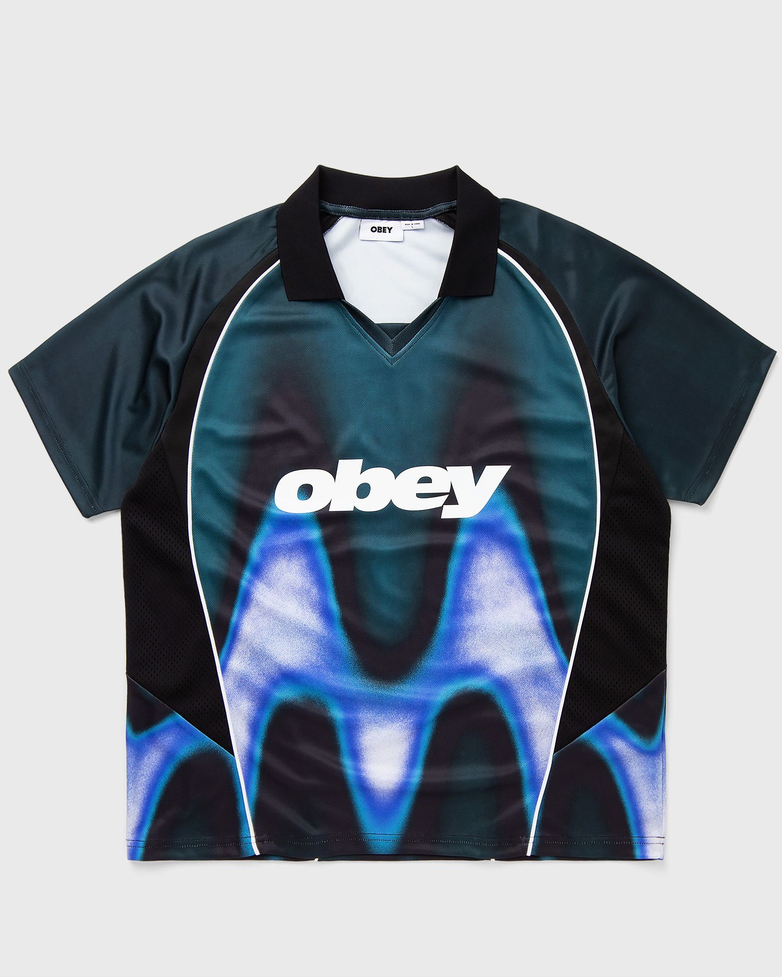 Obey Obey blurred soccer jersey, blue