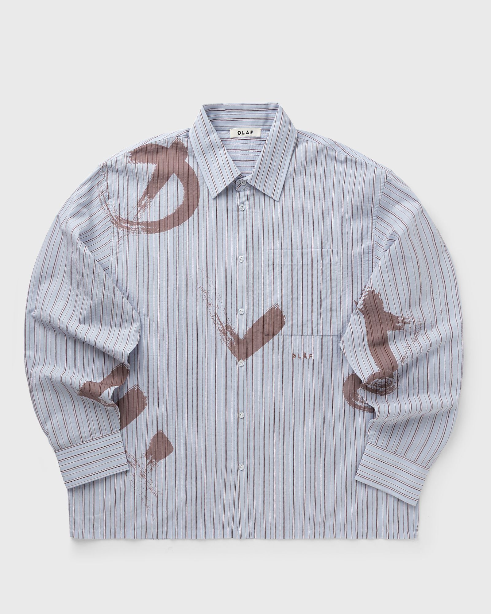 OLAF BRUSHSTROKE LOGO STRIPE LS SHIRT, grey