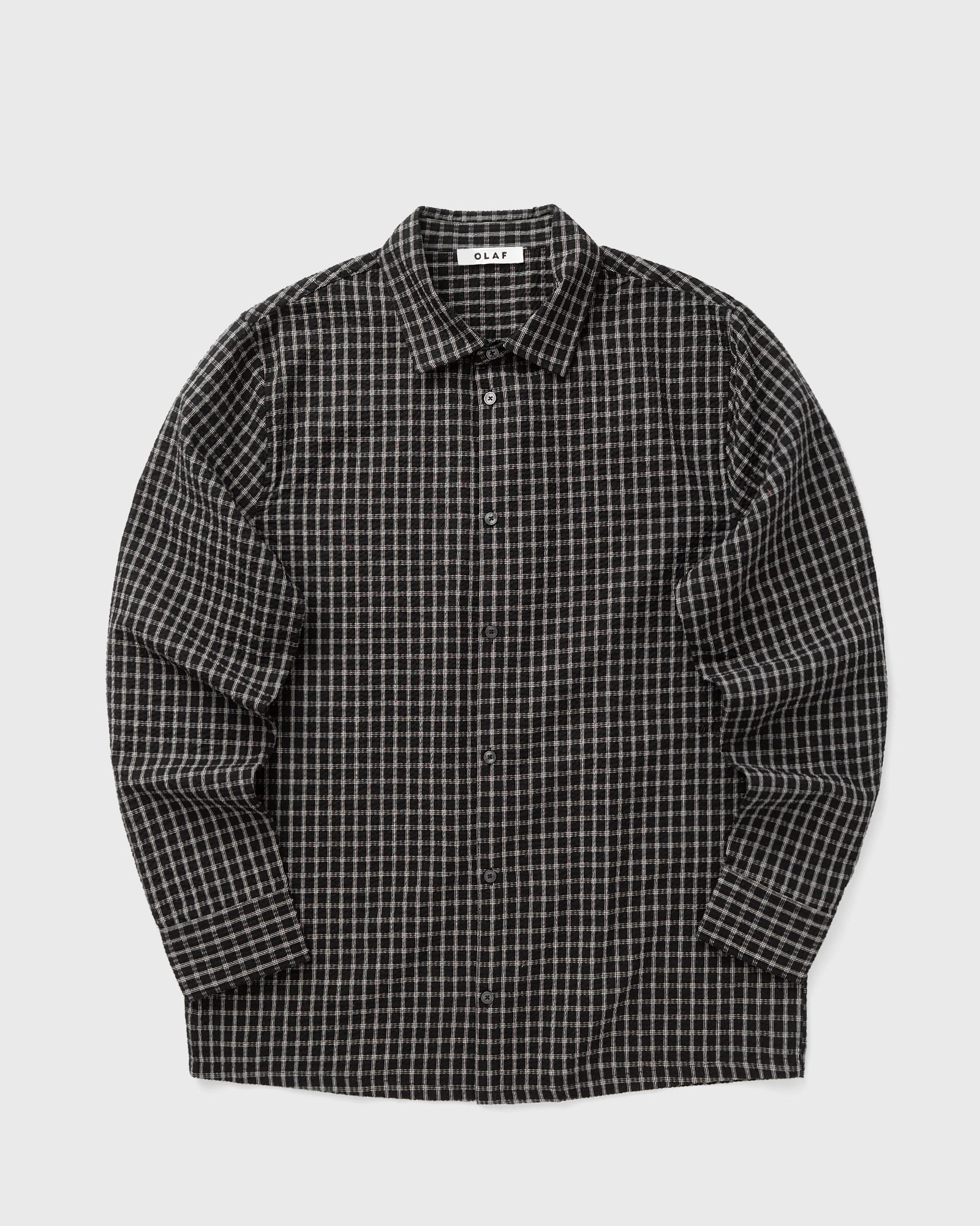OLAF CHECKED SEERSUCKER LS SHIRT, black